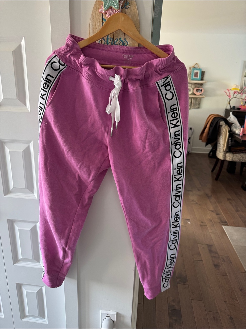 Calvin Klein Girls' Pink Logo-Trim Joggers